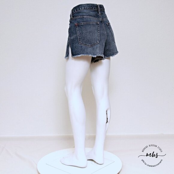 BDG Mid Rise Breezy Cotton Fray Hem Side Slit Denim Shorts - Picture 4 of 10